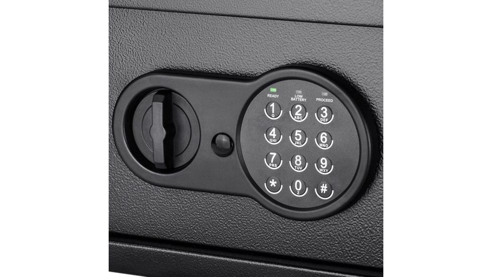 Barska Compact Keypad Safe, Low Battery Alert, 12 Gauge Sheet Steel Construction, Black, Outer Size 12.25 x 8 x 8 in AX12616