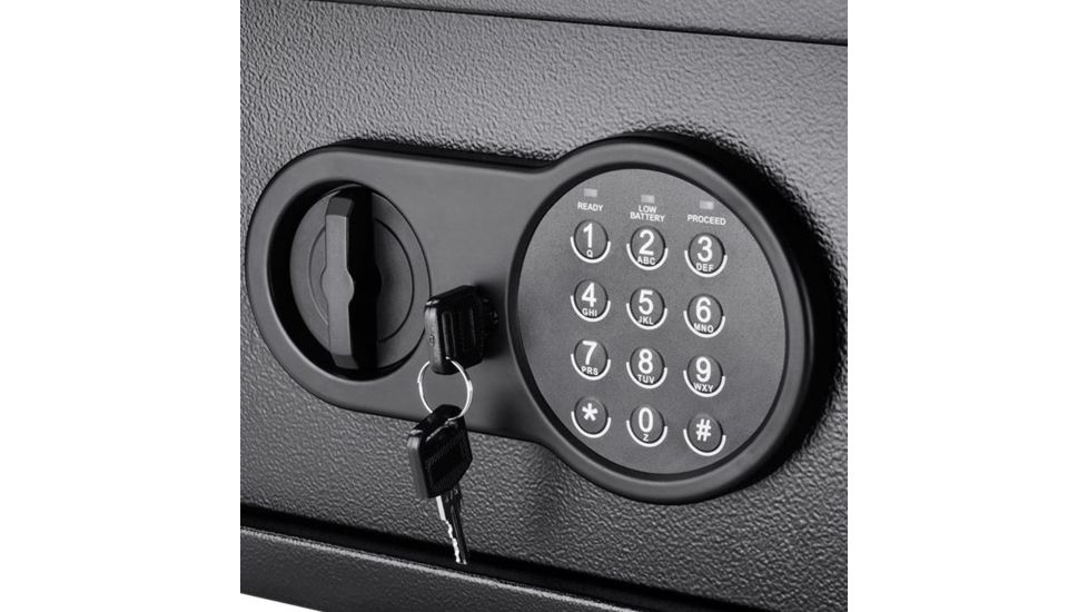 Barska Compact Keypad Safe, Low Battery Alert, 12 Gauge Sheet Steel Construction, Black, Outer Size 12.25 x 8 x 8 in AX12616