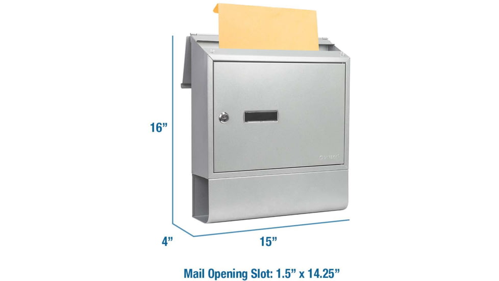 Barska Contemporary Wall Mount Mailbox. 10in Width, Gray, Medium, CB13698