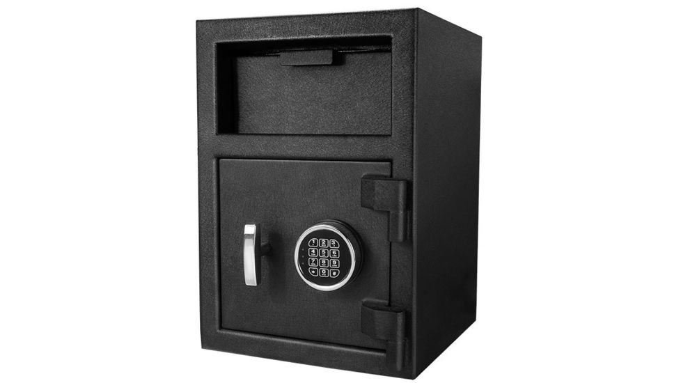 Barska DX-200 Standard Depository Keypad Safe, Anti-Fishing Baffles, Solid Steel, Black, Outer Dimensions - 14 x 14 x 20 in AX12588