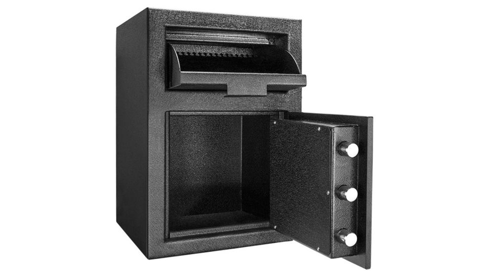 Barska DX-200 Standard Depository Keypad Safe, Anti-Fishing Baffles, Solid Steel, Black, Outer Dimensions - 14 x 14 x 20 in AX12588