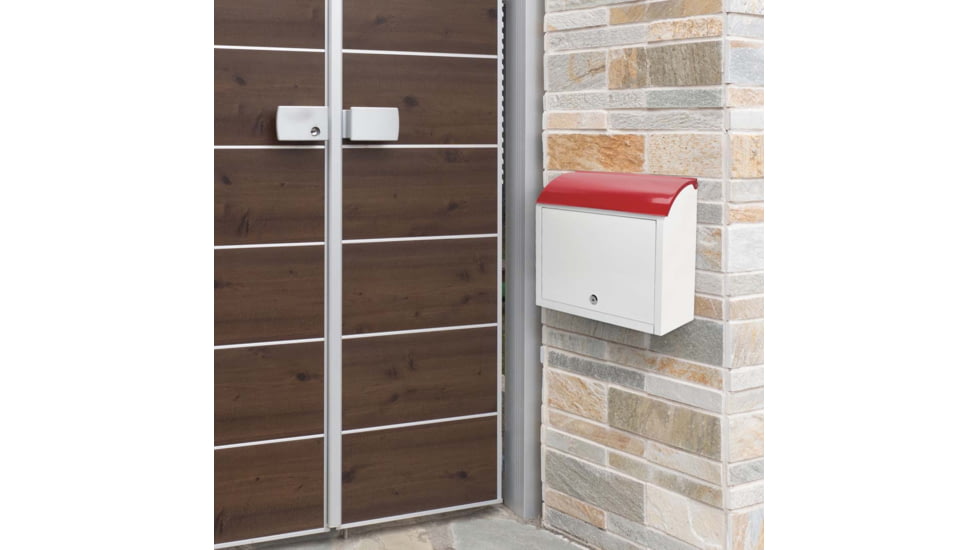 Barska Retro Locking Wall Mount Mailbox. 13in Width, Cream-Red, Small, CB13700