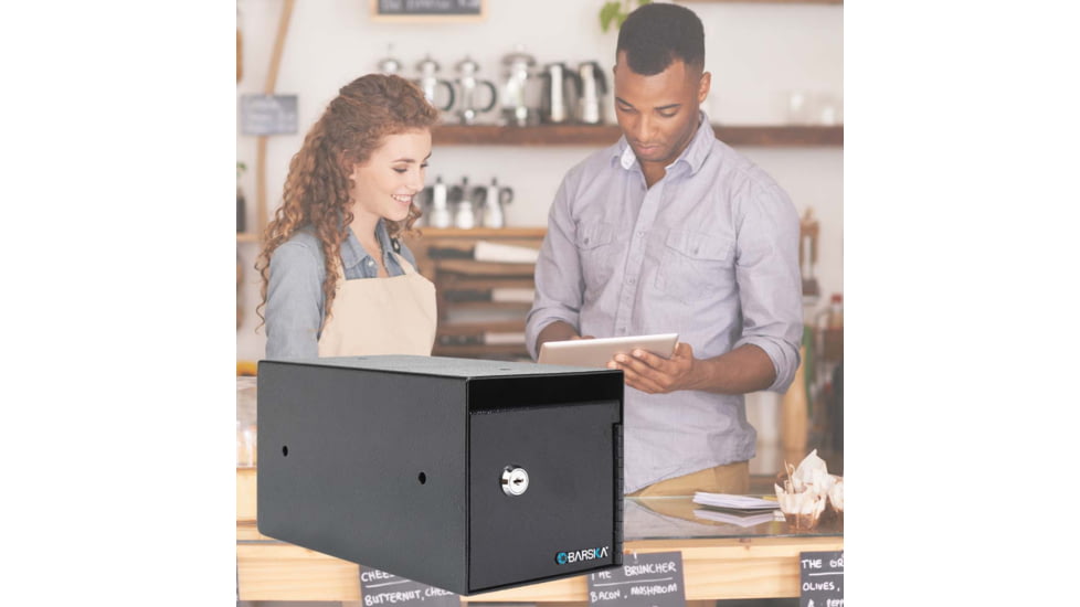 Barska Single Key Depository Safe, Drop Slot, Black, Small, AX13676