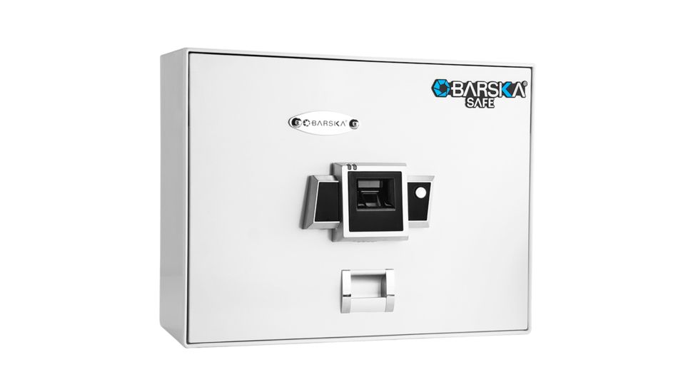 Barska Top Opening Biometric Safe BX-200,14.5x11x2.5in,White AX12402