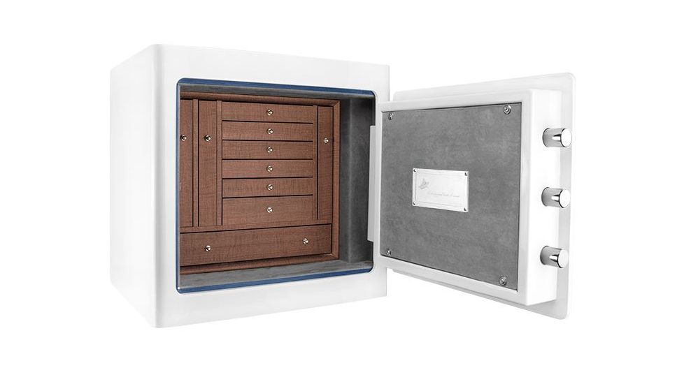 Barska White Keypad Jewelry Safe, Dark Interior, Steel, White, Outer Size 18 x 14 x 17.5 in AX12732