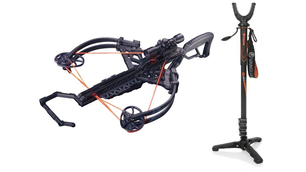 Bear X Bruzer Crossbow Package, Black, A6BRZBK125 W/ Vanguard Veo Shooting Stick