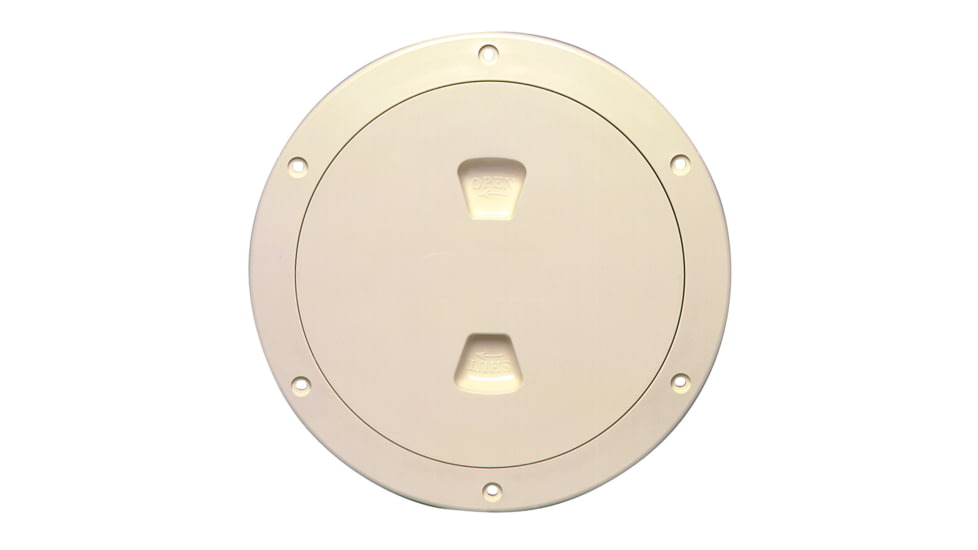 Beckson Marine 6" Smooth Center Screw-Out Deck Plate - Beige 46424