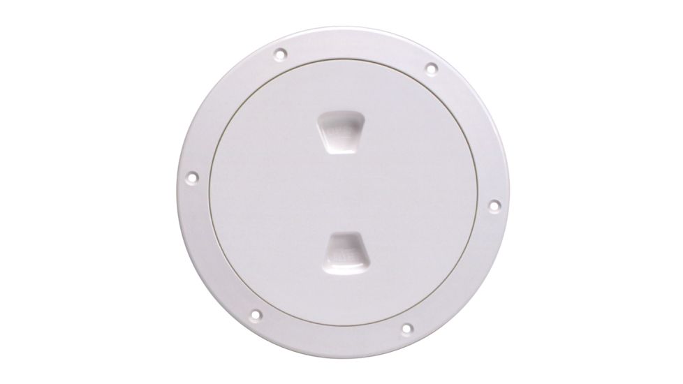 Beckson Marine 6" Smooth Center Screw-Out Deck Plate - White 46425