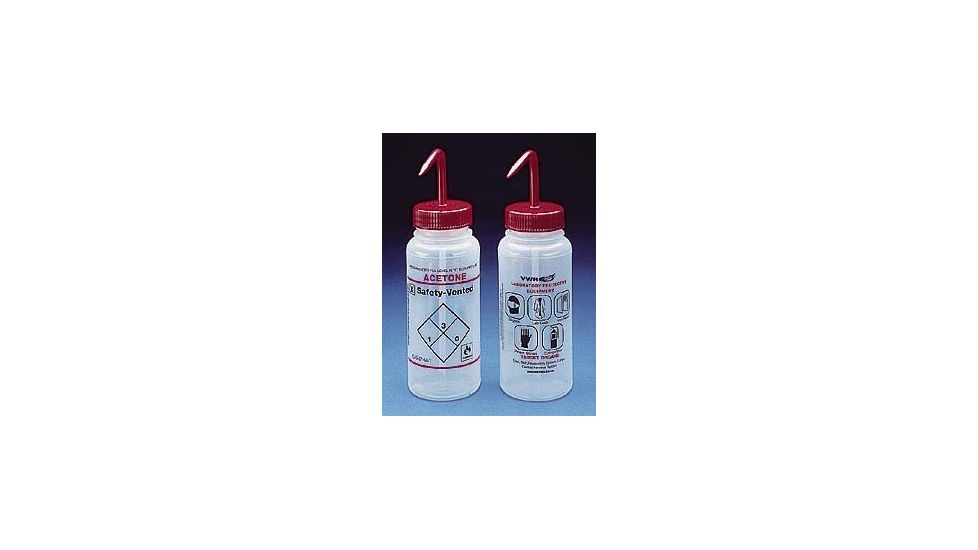 Bel-Art Safety-Vented Labeled Wash Bottles, Low-Density Polyethylene, Wide Mouth 116422624 500 Ml (16 oz.) Capacity