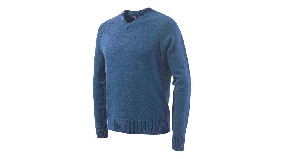 Beretta Men's Classic V-neck Sweater Large Blue W/logo