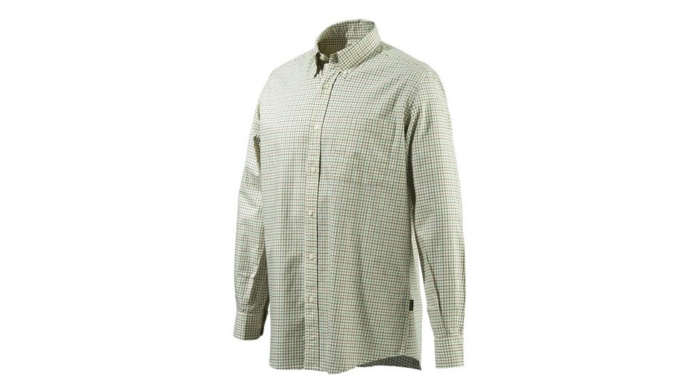 Beretta Men's Drip Dry Long Sleeve Beige &amp; Brown Chck Lrge