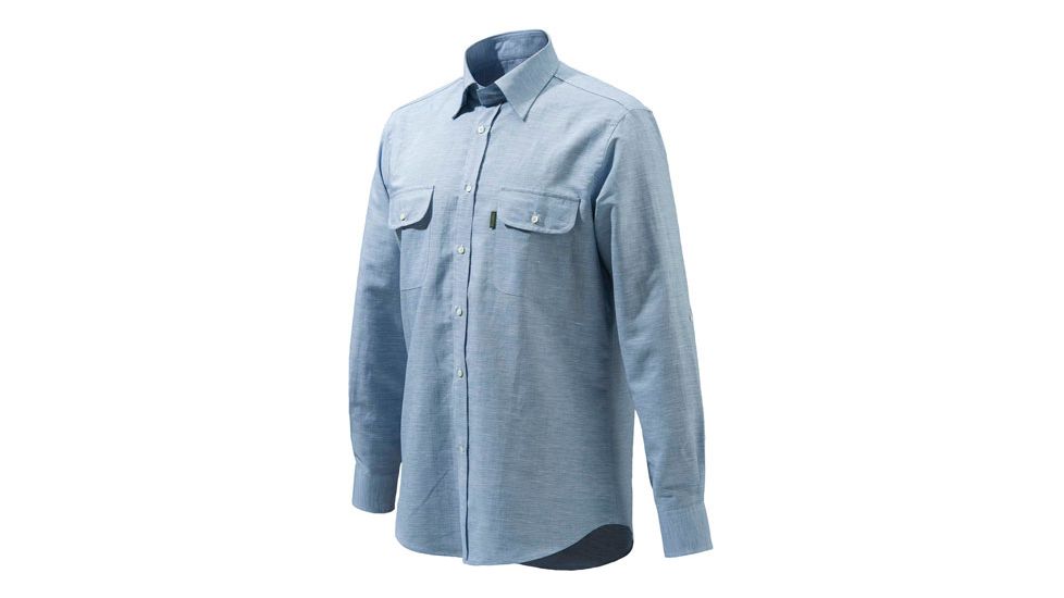 Beretta Men's Serengeti Linen Shirt Lgt Blue 17.5 Neck/44lng