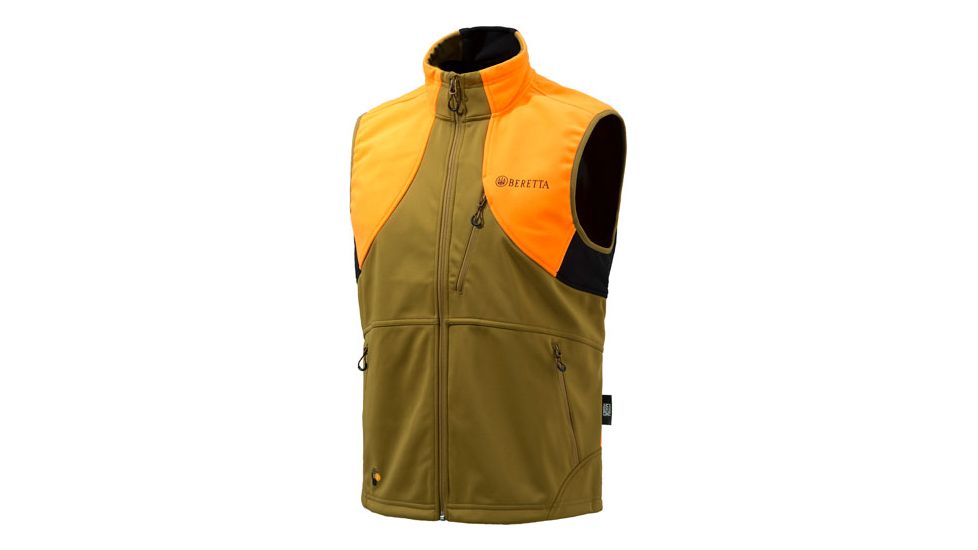 Beretta Men's Soft Shell Flece Vest Medium Light Brown/orange
