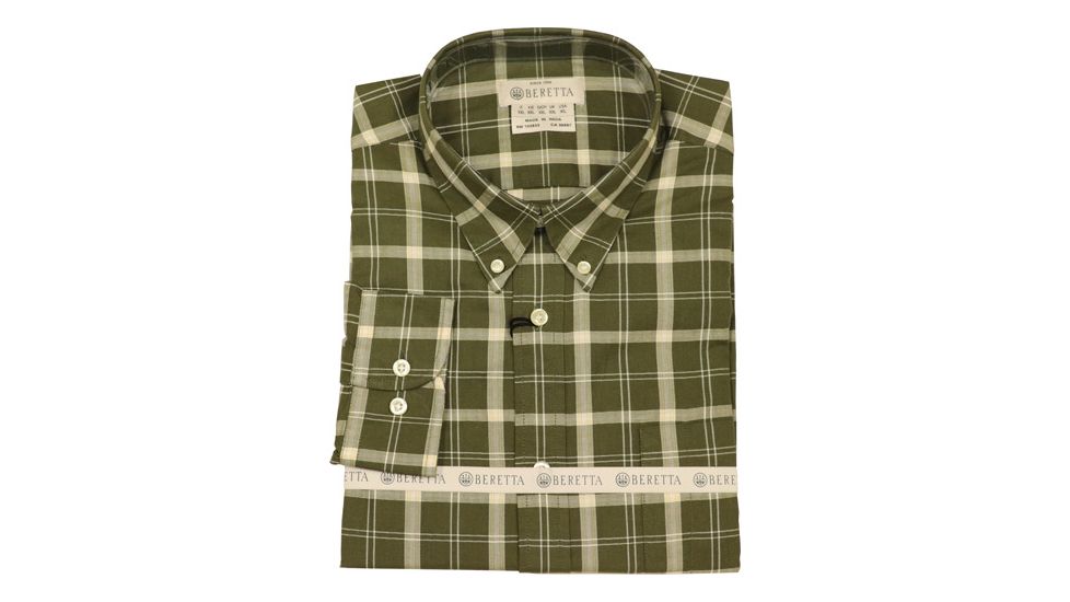 Beretta Mens Drip Dry Shirt,Green/Beige Check,L LU210T0707076HL