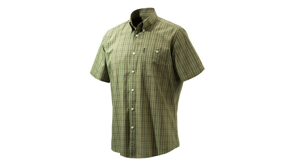 Beretta Mens Drip Dry Short Sleeve Shirt, Green Check, Extra Large LU520075170788XL