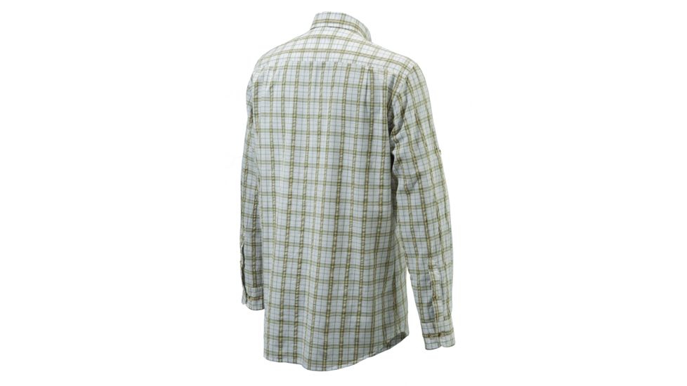 Beretta Mens Seersucker Button-Down Long Sleeve Plaid Shirt,White/Green,XL LU540T1072011BXL