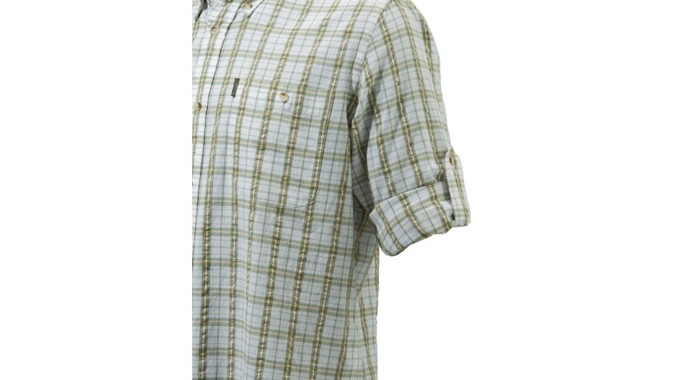 Beretta Mens Seersucker Button-Down Long Sleeve Plaid Shirt,White/Green,XL LU540T1072011BXL