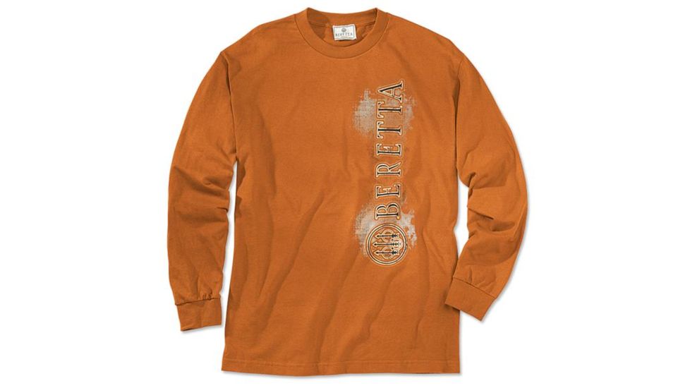 Beretta Mens Trident Graphic Long Sleeve Shirt, Orange, Large TS7370850423L