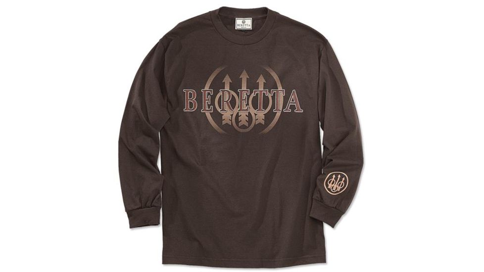 Beretta Mens Trident Logo Long Sleeve Shirt, Coffee, Extra Large TS7270850848XL