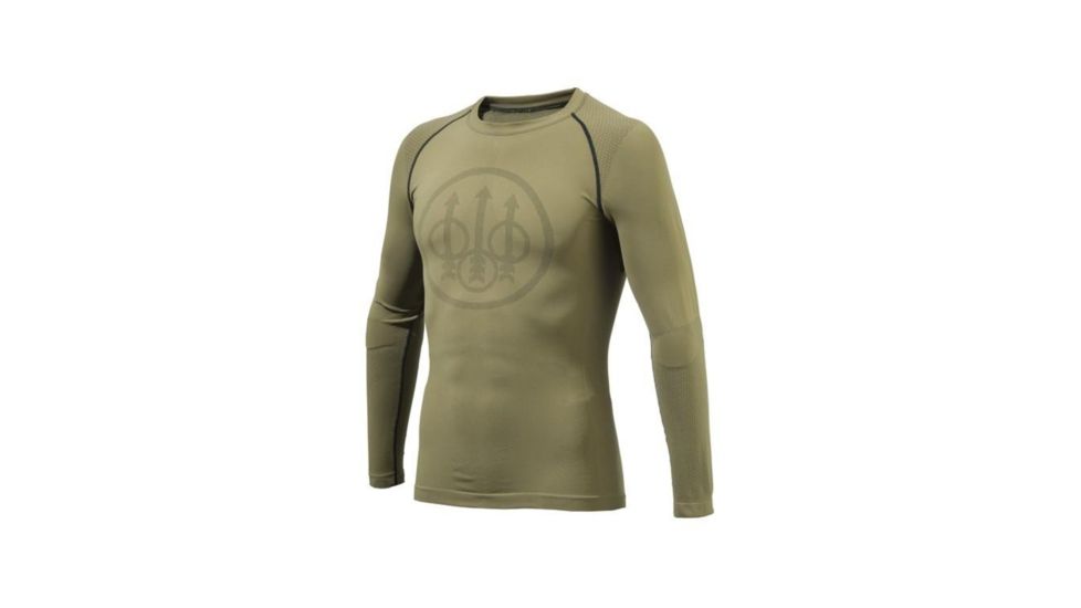 Mens Warm Long Sleeve T Shirt, Green, 1