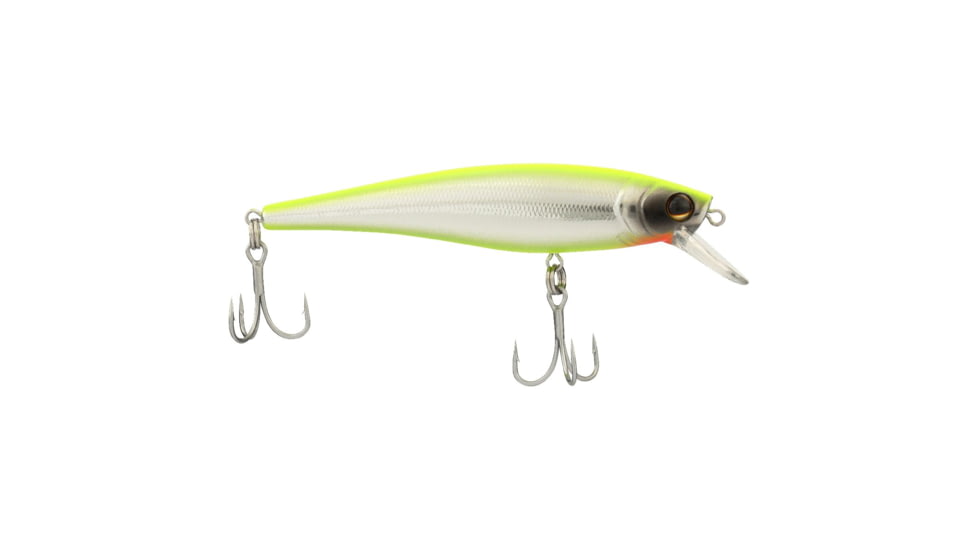 Berkley Cutter Saltwater Hard Bait, Jerkbait, Saltwater, 90 Shallow, 3/8 oz, 90mm, Hook Size 6, 2 Hooks, Chrome/Chartreuse, 90, 1573014