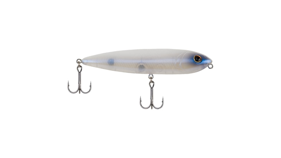 Berkley J-Walker 100 Hard Bait, Topwater, 100, 1/2 oz, 100mm, Topwater, Hook Size 4, 2 Hooks, Ghost White, 1487105