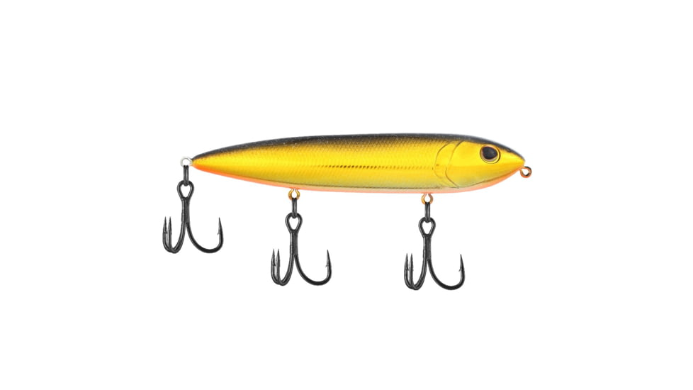 Berkley J-Walker 120 Saltwater Hard Bait, Topwater, Saltwater, 120, 5/7 oz, 120mm, Topwater, Hook Size 4, 3 Hooks, Black Gold, 1547886