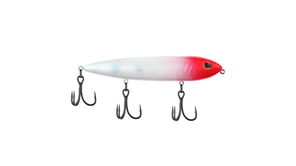 Berkley J-Walker 120 Saltwater Hard Bait, Topwater, Saltwater, 120, 5/7 oz, 120mm, Topwater, Hook Size 4, 3 Hooks, Red Head, 1553441