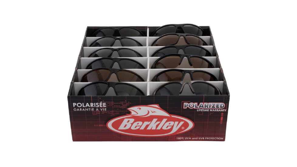 Berkley Pre-Selected PDQ Sunglasses, Black/Tortoise Assorted Frame, Grey Lens, 1362207