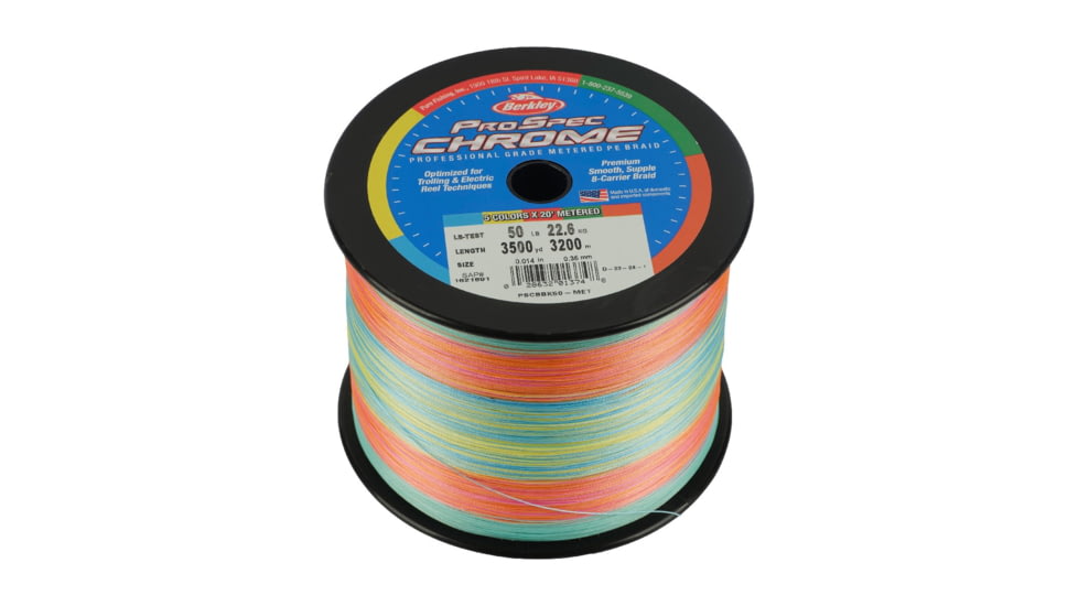 Berkley ProSpec Chrome 5 x 20ft Metered Braid Line, 50lb 3500yd, 5-Color Metered, 0.014 in/0.35 mm, 1621891