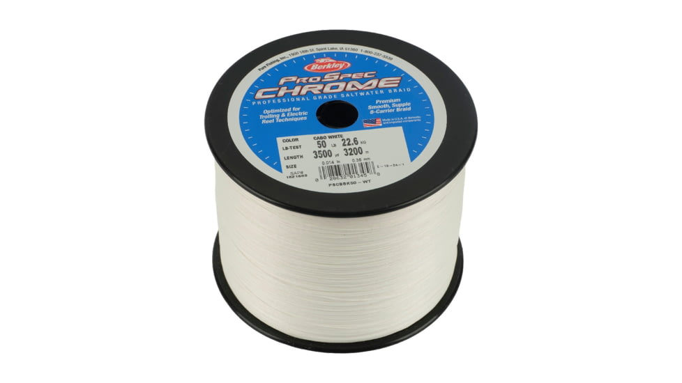 Berkley ProSpec Chrome Premium Braid Line, 30lb 3500yd, Cabo White, 0.012 in/0.30 mm, 1621862