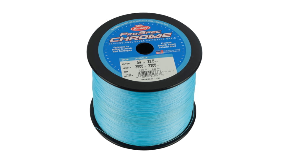 Berkley ProSpec Chrome Premium Braid Line, 50lb 3500yd, Ocean Blue, 0.014 in/0.35 mm, 1621884
