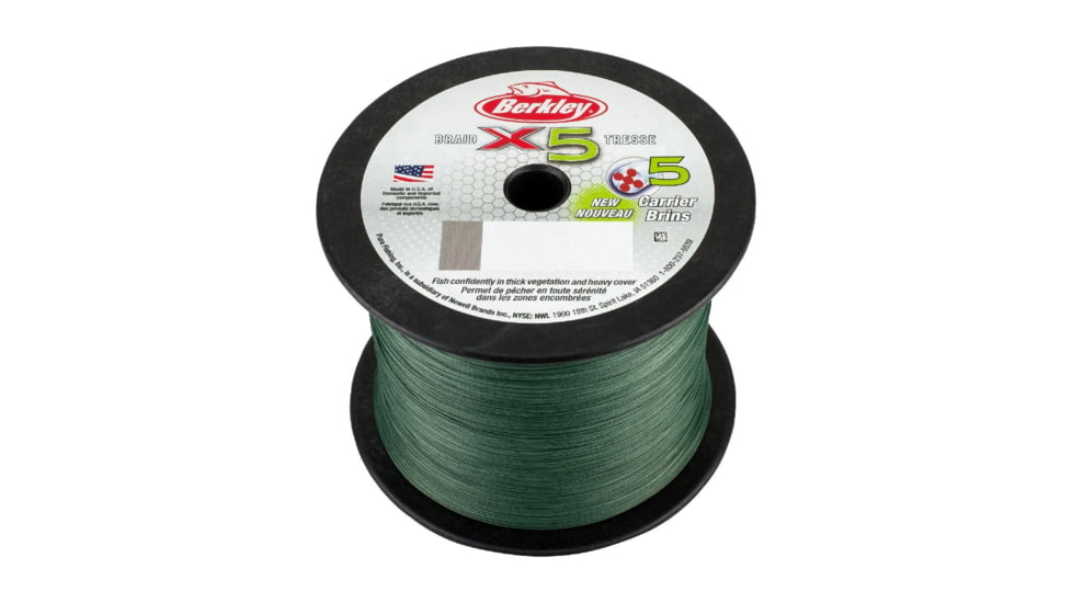 Berkley x5 Braid Superline, 0.12mm class/0.005in class, 10lb test/27 lbC/12.1kg, 2188yd/2000m, 4lb, Low-Vis Green, X5BBK10-22, Low-Vis Green, 0.005 in/0.12 mm, 1486735