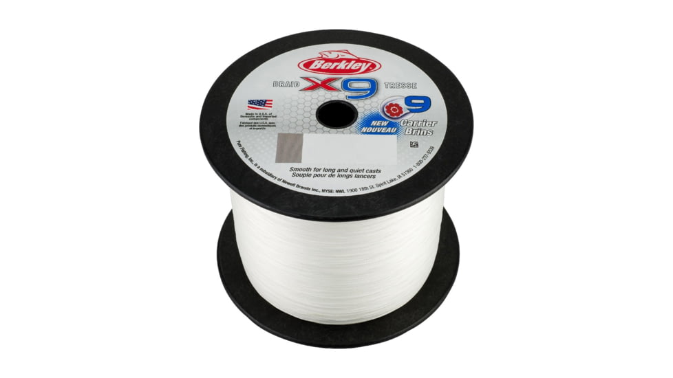 Berkley X9 Braid 9-carriers create stress free line 2188yd 65/17lb test 0.015 Diam in Crystal, X9BBK65-CY, Crystal, 0.014 in/0.35 mm, 1486914