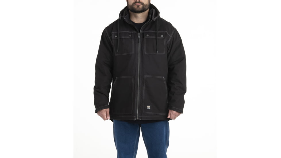 Berne Zip Off Modern Hooded Chore Coat - Mens, Black, Medium, CH428BKR400