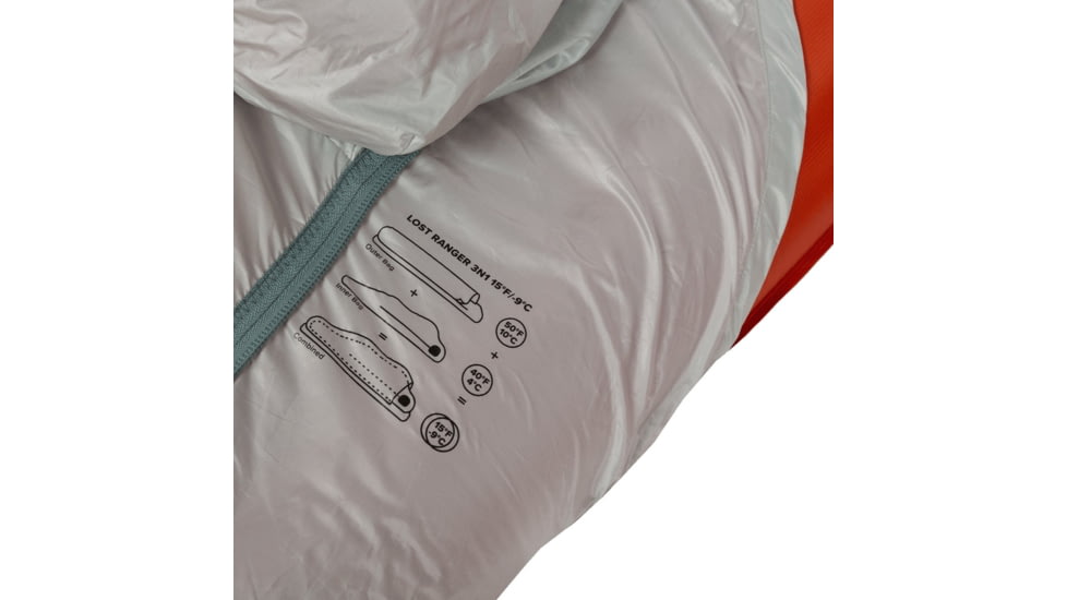 Big Agnes Lost Ranger 3N1 15 Sleeping Bag, Mercury/Tangelo, Small, BLR3N1S1525