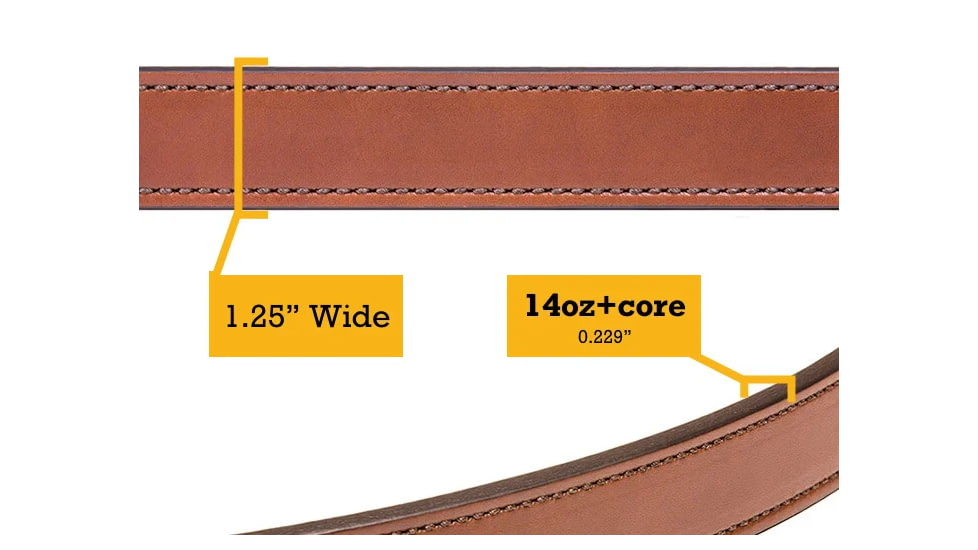 Bigfoot Gun Belts Gun Belt 14oz Steel Core - 34 Inch - Brown - Stainless Steel - GB14C-34-BR-SS