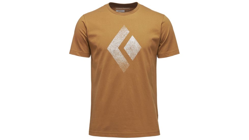 Black Diamond Chalked Up Logo Mens Short Sleeve Tee Shirt, Dark Curry, Medium, APUO95750MED1
