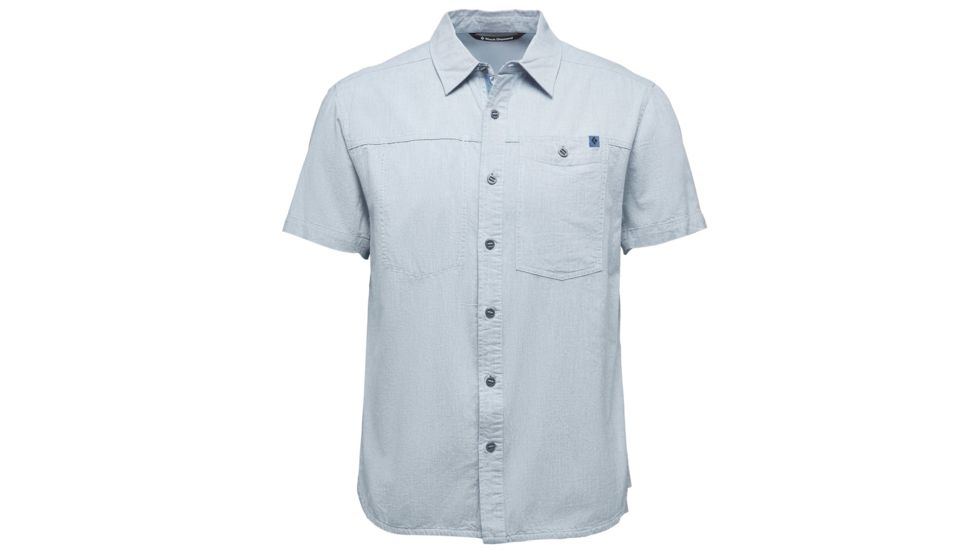 Black Diamond Chambray Modernist Mens Short Sleeve Everyday Button Ups Shirt, Blue Steel, Small, APT59C433SML1