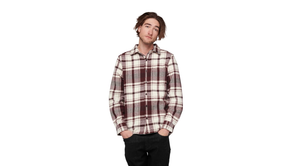 Black Diamond Project Heavy Flannel - Mens, Burgundy/Off White Plaid, Extra Large, AP7440649517XLG1