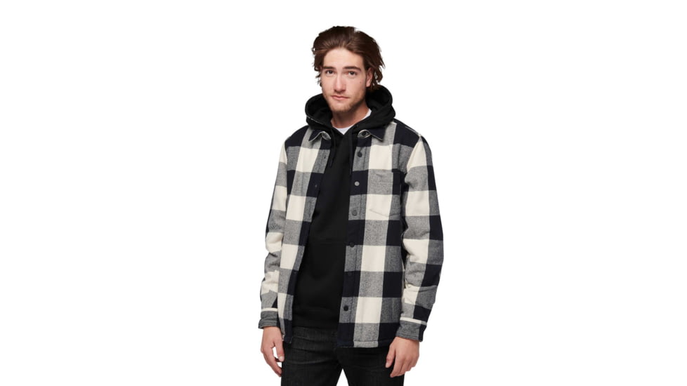Black Diamond Project Lined Flannel - Mens, Black/Off White Plaid, Large, AP7440659511LRG1