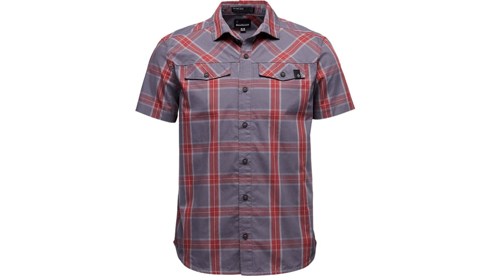 Black Diamond Short Sleeve Benchmark Shirt - Men's, Extra Large, Anthracite/Red Oxide/Alloy Plaid, AP7530039002XLG1