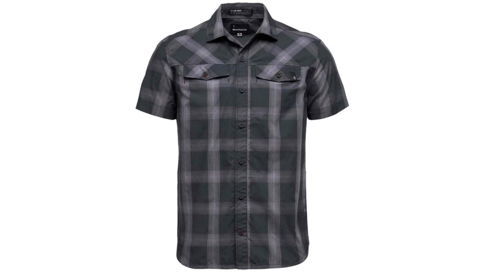 Black Diamond Short Sleeve Benchmark Shirt - Men's, Large, Black/Anthracite/Carbon Plaid, AP7530039005LRG1