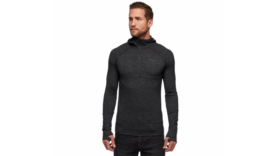 Black Diamond SLTN Wool Bslyr Half Zip Hoody - Mens, Black, Extra Large, AP7600220002XLG1