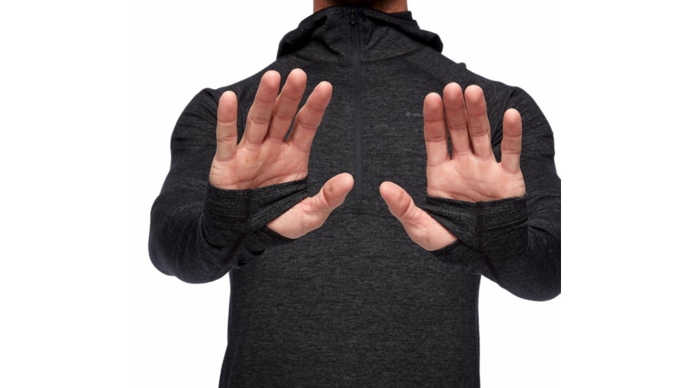 Black Diamond SLTN Wool Bslyr Half Zip Hoody - Mens, Black, Extra Large, AP7600220002XLG1