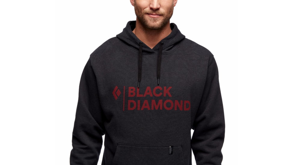 Black Diamond Stacked Logo Hoody - Mens, Black Heather, Large, AP7301100062LRG1