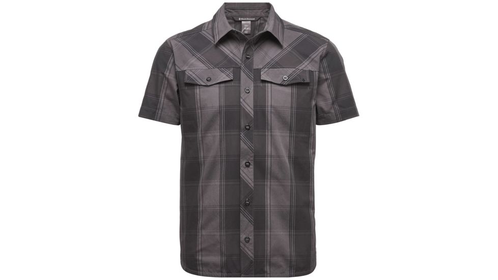 Black Diamond Technician Mens Short Sleeve Shirt, Slate/Smoke Plaid, Extra Large, APB94J917XLG1