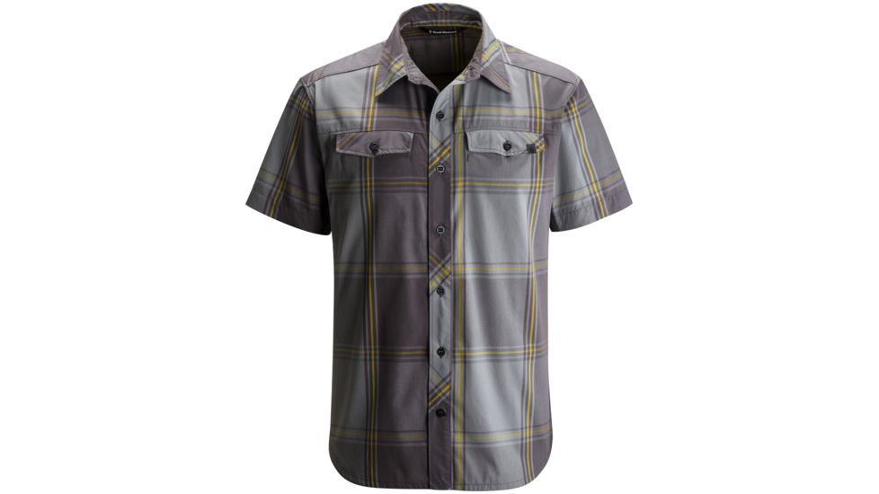 Black Diamond Technician Short Sleeve Shirt - Men's-Nickel/Granite Plaid-Large