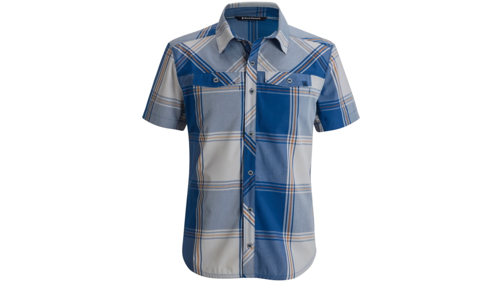 Technician Short Sleeve Shirt - Mens-Denim/Aluminum Plaid-Small