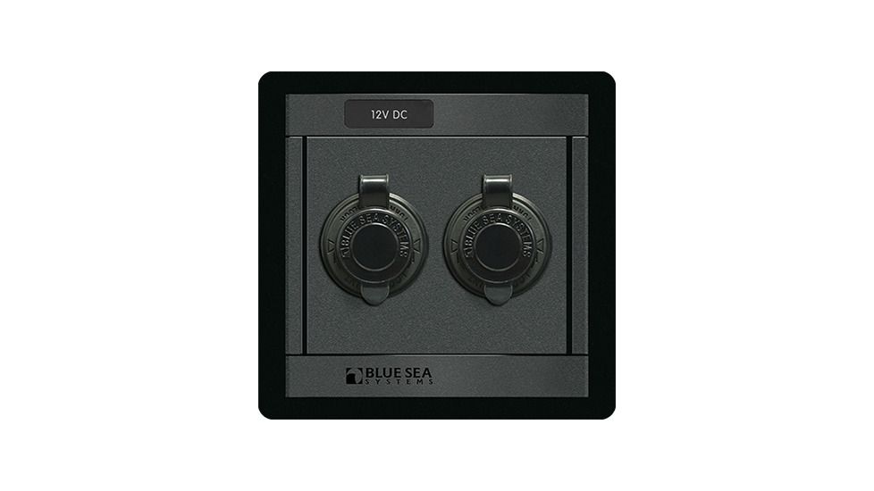 Blue Sea Systems 360 DC 12 V Twin Cig. Ltr. Socket Panel, Black BS-1472